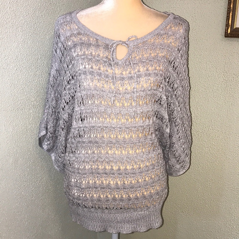 Love Always Grayish Blue Lace Sweater Large